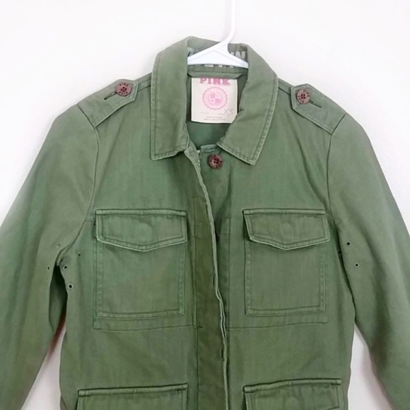 PINK VS Graphic Army Utility Jacket Olive Green - Picture 2 of 7